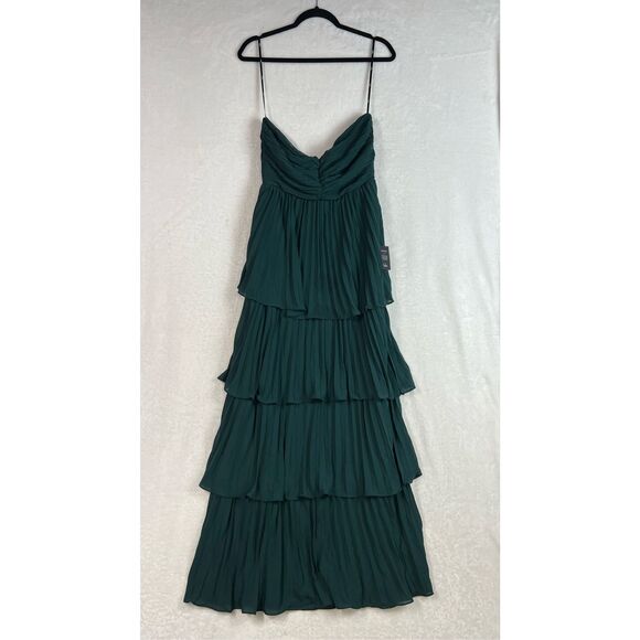 Lulus Seriously Sensational Emerald Strapless Tiered Maxi Dress Size L NWT - Picture 5 of 9